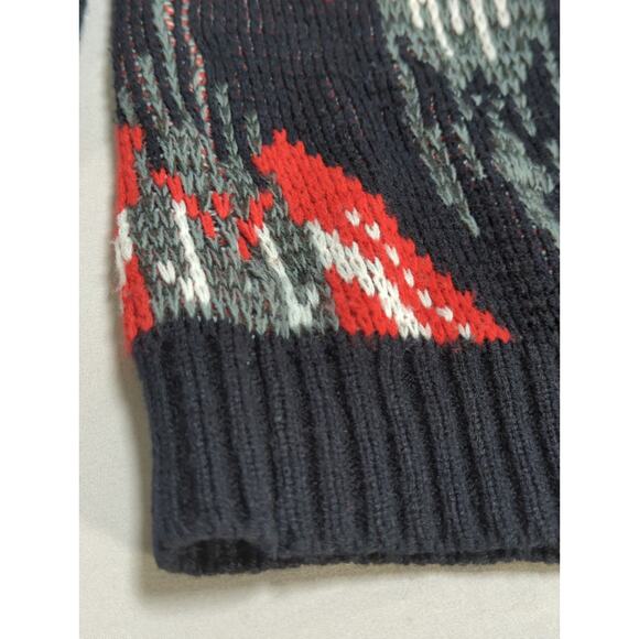 VTG Front Line Sweater Aztec Geometric Knit Black Red Made Hong Kong XL - Picture 4 of 11